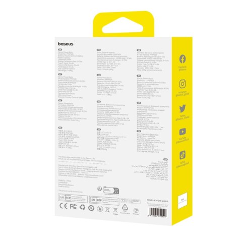 Powerbank 10000mAh 15W Airpow Lite z kablem USB-A - USB-C 30cm - biały