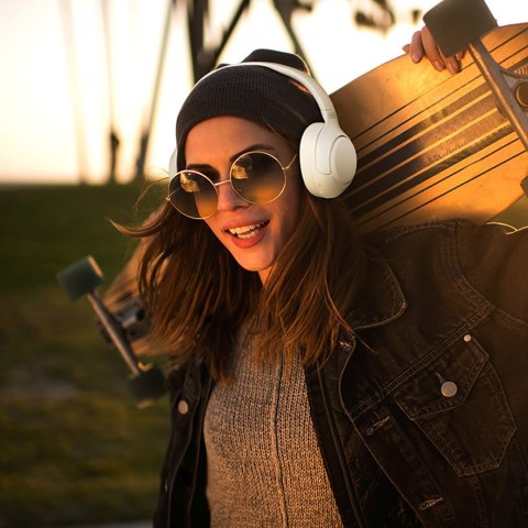 Słuchawki bezprzewodowe nauszne H3 ANC Bluetooth Hi-Res Audio - białe