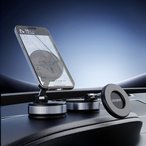 Uchwyt samochodowy do smartfona z przyssawką na szybę deskę rozdzielczą MagSafe - czarny