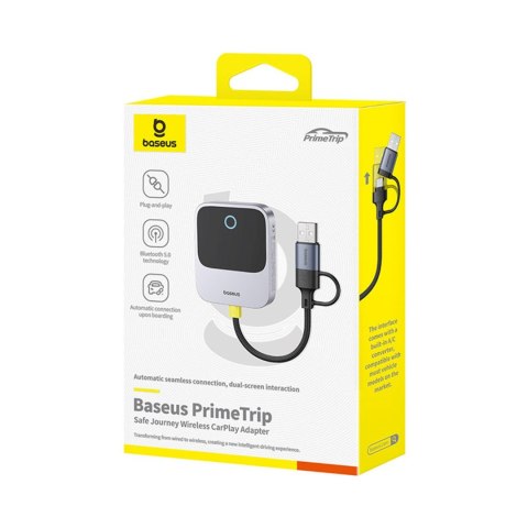 Adapter bezprzewodowy do Apple CarPlay Bluetooth - szary