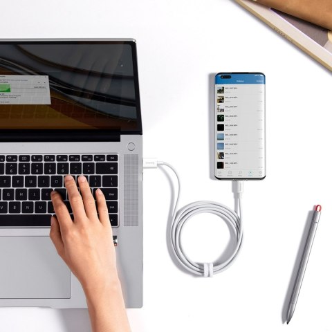Kabel przewód USB-A - USB-C Superior Series 100W 1.5m - biały
