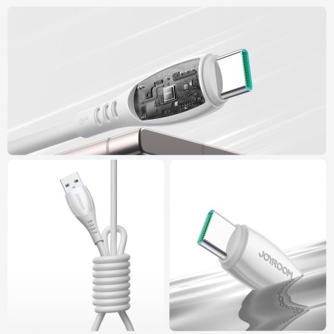 Kabel przewód USB-A - USB-C Vibrant Series 3A 1.2m - biały
