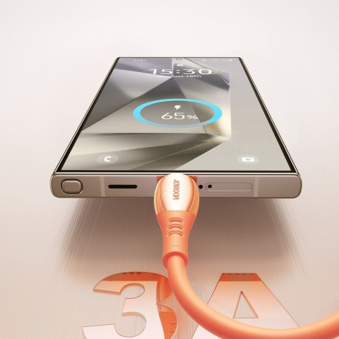 Kabel przewód USB-A - USB-C Vibrant Series 3A 1.2m - pomarańczowy