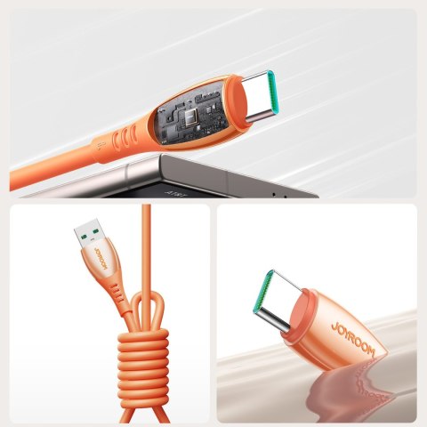 Kabel przewód USB-A - USB-C Vibrant Series 3A 1.2m - pomarańczowy