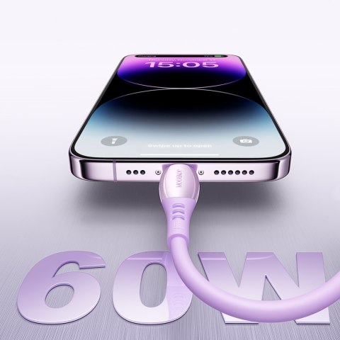 Kabel przewód USB-C Vibrant Series 60W 1.2m - fioletowy