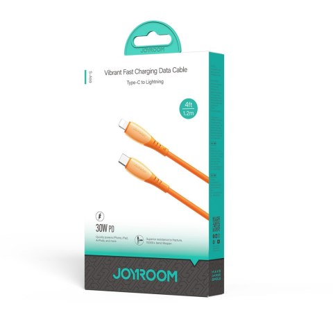 Kabel przewód USB-C - iPhone Lightning Vibrant Series 30W 1.2m - pomarańczowy