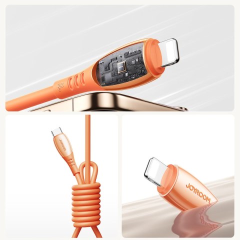 Kabel przewód USB-C - iPhone Lightning Vibrant Series 30W 1.2m - pomarańczowy