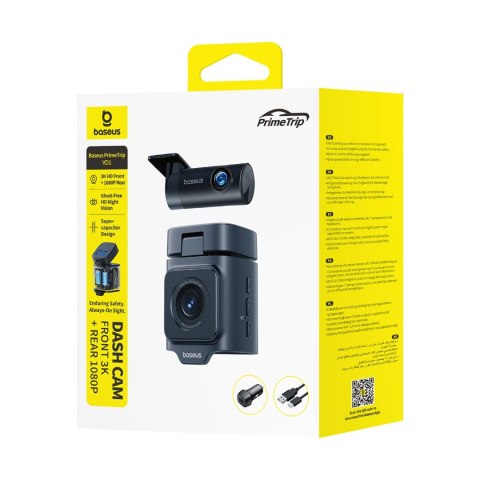 Kamera samochodowa wideorejestrator PrimeTrip VD1 2K+1080p - czarna