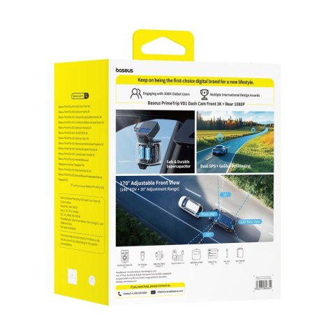 Kamera samochodowa wideorejestrator PrimeTrip VD1 2K+1080p - czarna