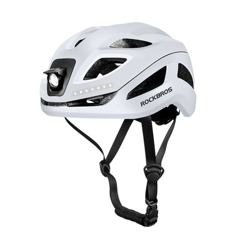 Kask rowerowy ze zintegrowanym oświetleniem wielokierunkowym USB-C 57-61 cm - biały