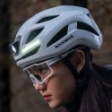 Kask rowerowy ze zintegrowanym oświetleniem wielokierunkowym USB-C 57-61 cm - biały