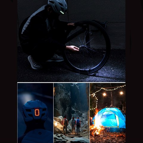 Kask rowerowy ze zintegrowanym oświetleniem wielokierunkowym USB-C 57-61 cm - biały