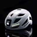 Kask rowerowy ze zintegrowanym oświetleniem wielokierunkowym USB-C 57-61 cm - biały