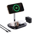 Ładowarka indukcyjna 3w1 do smartfona zegarka słuchawek z chłodzeniem kablem USB-C 45W - czarna