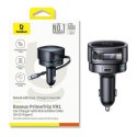 Ładowarka samochodowa USB-A USB-C ze zwijanym kablem USB-C 60W - czarna