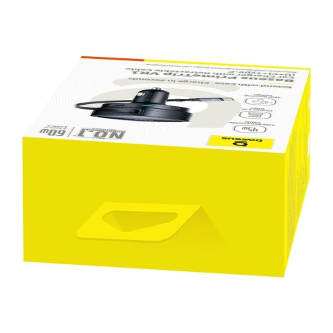 Ładowarka samochodowa USB-A USB-C ze zwijanym kablem USB-C 60W - czarna