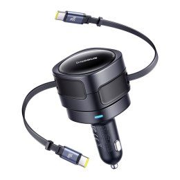 Ładowarka samochodowa ze zwijanymi kablami USB-C 60W - czarna