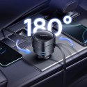 Ładowarka samochodowa ze zwijanymi kablami USB-C 60W - czarna