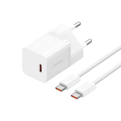 Ładowarka sieciowa USB-C GaN5 30W z kablem USB-C 100W 1m - biała