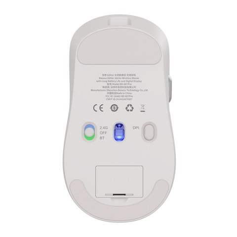 Mysz bezprzewodowa z akumulatorem wskaźnikiem baterii 4000DPI 800mAh 2.4GHz BT - biała