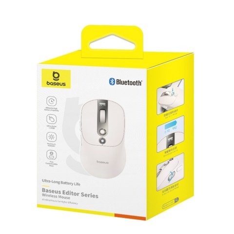 Mysz bezprzewodowa z akumulatorem wskaźnikiem baterii 4000DPI 800mAh 2.4GHz BT - biała