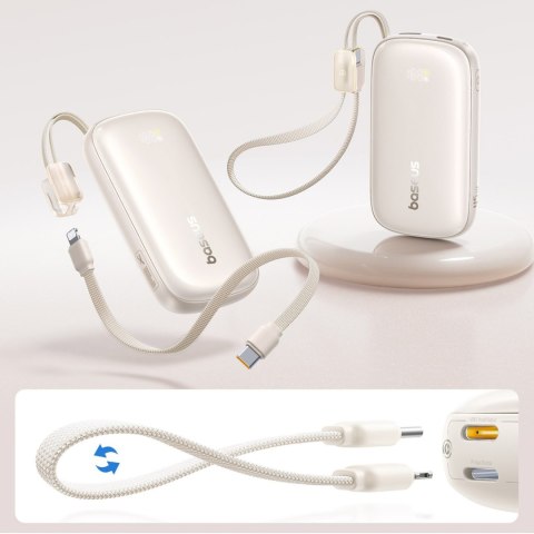 Powerbank 10000mAh 45W FC21 Qpow 3 Ultra z wyświetlaczem kablem USB-C iPhone Lightning - tytanowy