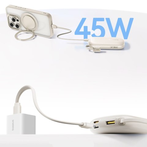Powerbank 10000mAh 45W FC21 Qpow 3 Ultra z wyświetlaczem kablem USB-C iPhone Lightning - tytanowy