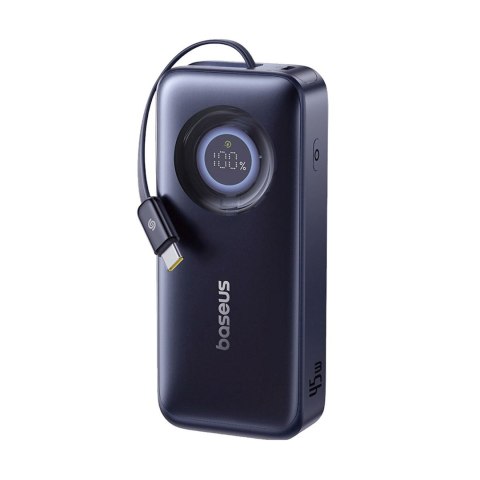Powerbank 10000mAh 45W USB-C EnerCore CR11 ze zwijanym kablem USB-C - czarny