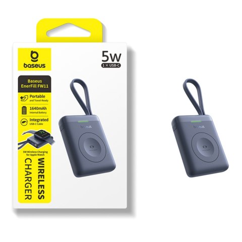 Powerbank 1640 mAh 5W EnerFill FW11 do Apple Watch z wbudowanym kablem - czarny