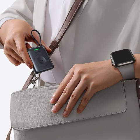 Powerbank 1640 mAh 5W EnerFill FW11 do Apple Watch z wbudowanym kablem - czarny