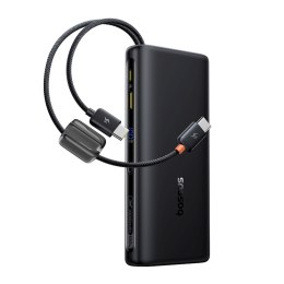 Powerbank 20000mAh 100W z wyświetlaczem wbudowanymi kablami USB-C - czarny