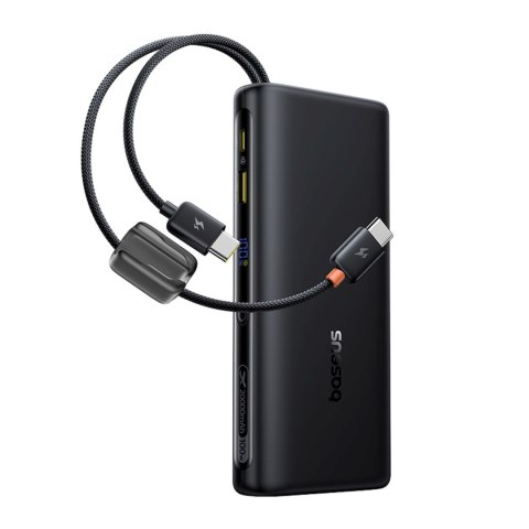Powerbank 20000mAh 100W z wyświetlaczem wbudowanymi kablami USB-C - czarny