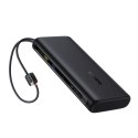 Powerbank 20000mAh 100W z wyświetlaczem wbudowanymi kablami USB-C - czarny