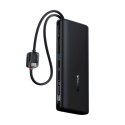 Powerbank 20000mAh 100W z wyświetlaczem wbudowanymi kablami USB-C - czarny