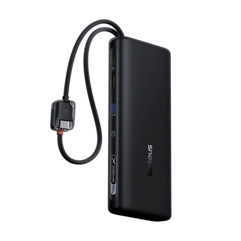 Powerbank 20000mAh 100W z wyświetlaczem wbudowanymi kablami USB-C - czarny