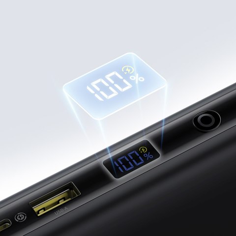 Powerbank 20000mAh 100W z wyświetlaczem wbudowanymi kablami USB-C - czarny