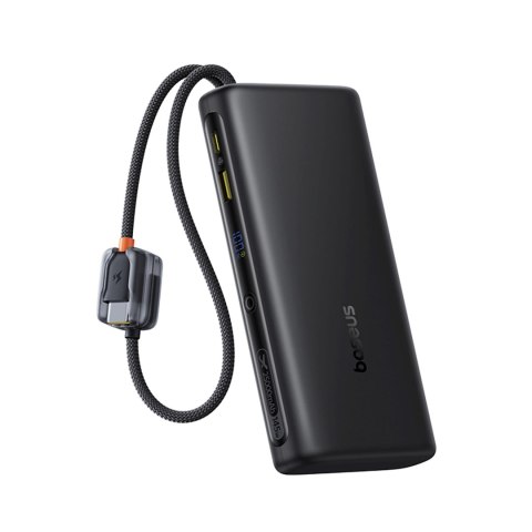 Powerbank 25000mAh 145W z wyświetlaczem wbudowanymi kablami USB-C - czarny