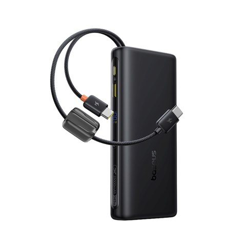 Powerbank 25000mAh 145W z wyświetlaczem wbudowanymi kablami USB-C - czarny