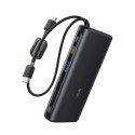 Powerbank 25000mAh 145W z wyświetlaczem wbudowanymi kablami USB-C - czarny