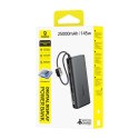 Powerbank 25000mAh 145W z wyświetlaczem wbudowanymi kablami USB-C - czarny