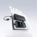 Powerbank 25000mAh 145W z wyświetlaczem wbudowanymi kablami USB-C - czarny