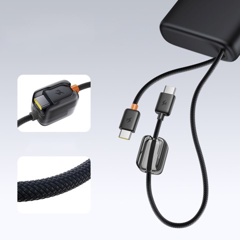 Powerbank 25000mAh 145W z wyświetlaczem wbudowanymi kablami USB-C - czarny