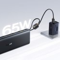 Powerbank 25000mAh 145W z wyświetlaczem wbudowanymi kablami USB-C - czarny