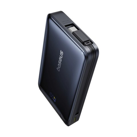 Powerbank magnetyczny 10000mAh z podstawką wbudowanym kablem USB-C Qi2 MagSafe 30W - czarny