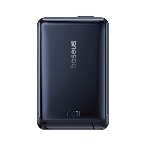 Powerbank magnetyczny 10000mAh z podstawką wbudowanym kablem USB-C Qi2 MagSafe 30W - czarny