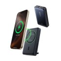 Powerbank magnetyczny 10000mAh z podstawką wbudowanym kablem USB-C Qi2 MagSafe 30W - czarny