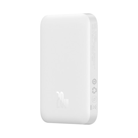 Powerbank magnetyczny 6000mAh 20W Airpow z kablem Baseus Simple USB-C - USB-C 30cm - biały