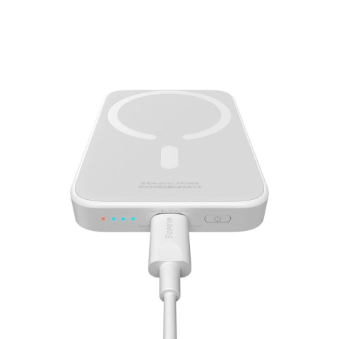 Powerbank magnetyczny 6000mAh 20W Airpow z kablem Baseus Simple USB-C - USB-C 30cm - biały