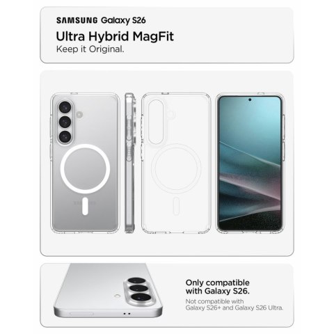 Etui pokrowiec na Samsung Galaxy S26 Ultra Hybrid Mag MagSafe - przezroczysto-białe