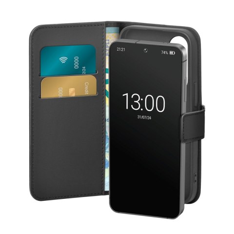 Etui z ekoskóry z klapką i portfelem do Samsung Galaxy S25+ Booklet Case - czarne